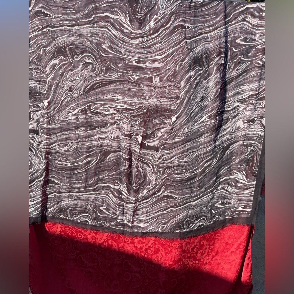 Balenciaga Black and White Swirl Scarf